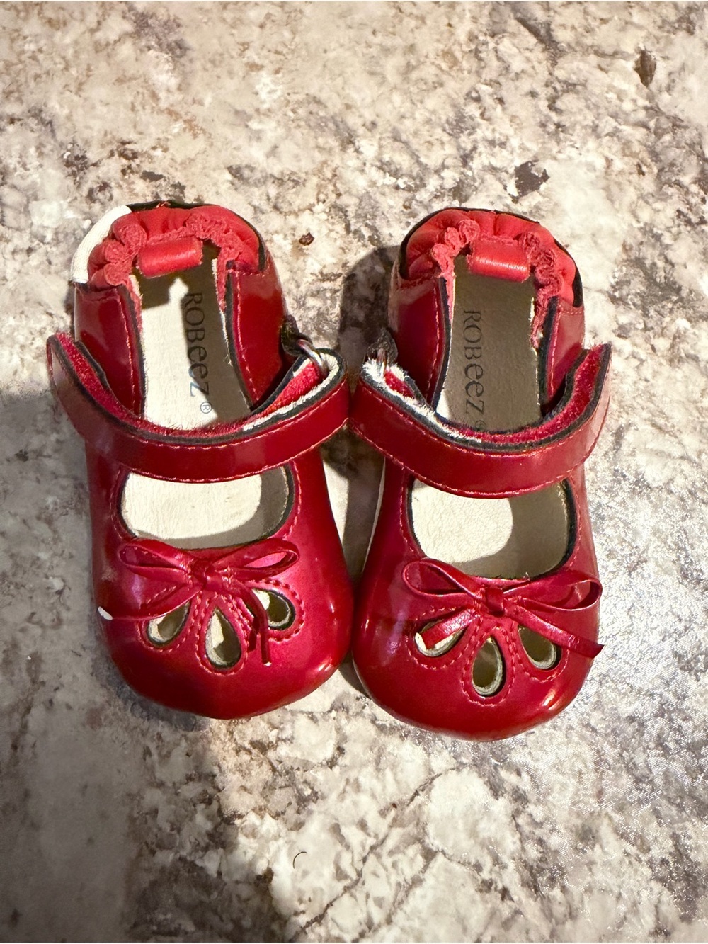 Robeez Red Patent Mary Jane Baby Shoes with Bow Cutouts